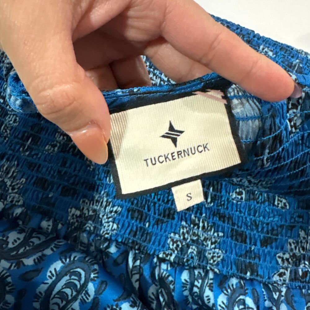 Tuckernuck Women’s Small Dewberry Blues Libby Midi Dress Formal Smocked Cottage - Picture 5 of 8